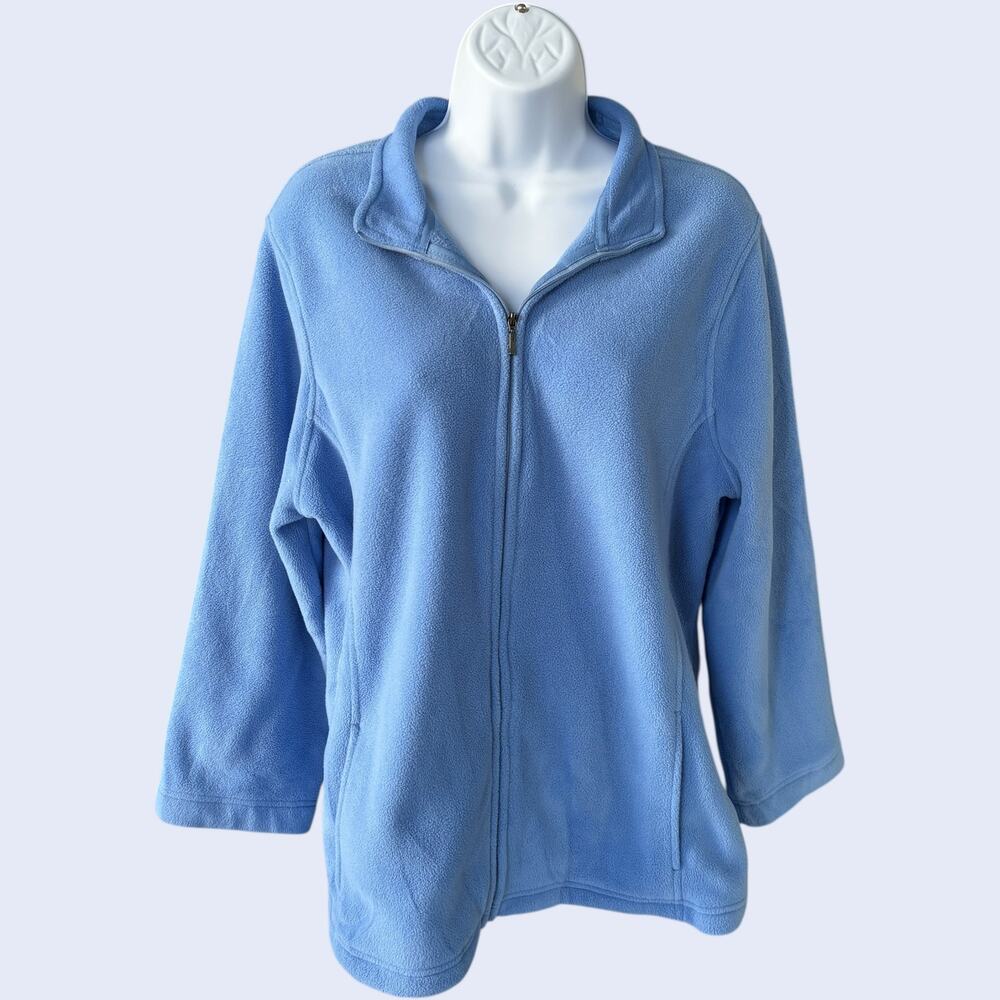 L.L.Bean Womens Fleece Jacket Blue Full Zip Long Sleeve Casual